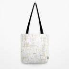 Mid-Century Modern Kinetikos Abstract Pattern in Mushroom Beige and White Tote Bag Gallery Image 2