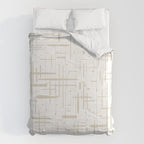 Mid-Century Modern Kinetikos Abstract Pattern in Mushroom Beige and White Comforter Gallery Image 6