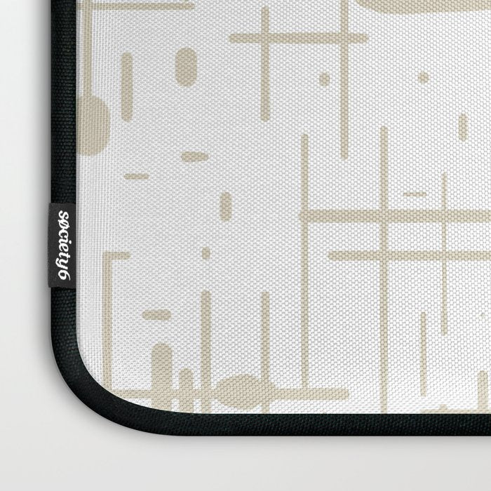 Mid-Century Modern Kinetikos Abstract Pattern in Mushroom Beige and White Laptop Sleeve Gallery Image 3
