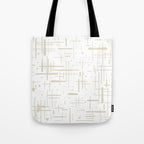 Mid-Century Modern Kinetikos Abstract Pattern in Mushroom Beige and White Tote Bag Gallery Image 1