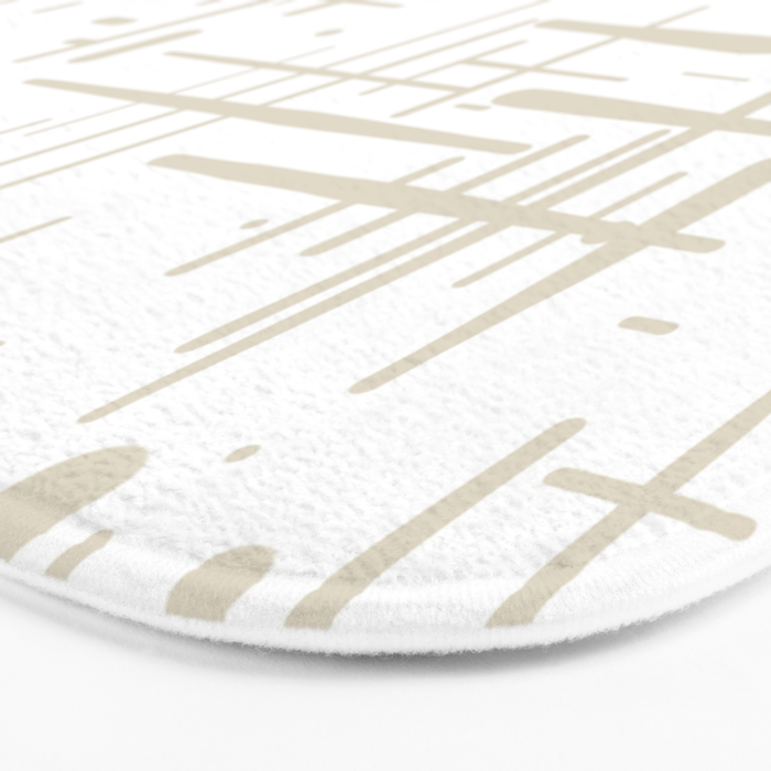 Mid-Century Modern Kinetikos Abstract Pattern in Mushroom Beige and White Bath Mat Gallery Image 3