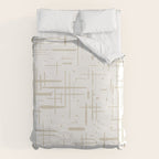 Mid-Century Modern Kinetikos Abstract Pattern in Mushroom Beige and White Duvet Cover Gallery Image 6