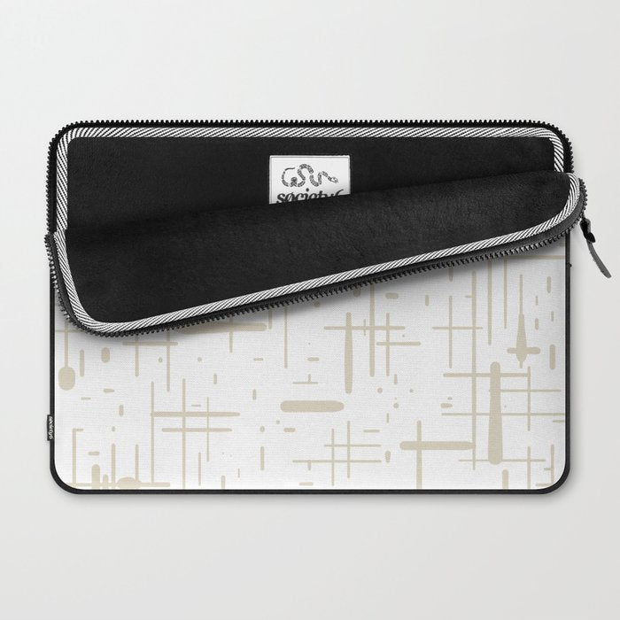 Mid-Century Modern Kinetikos Abstract Pattern in Mushroom Beige and White Laptop Sleeve Gallery Image 2