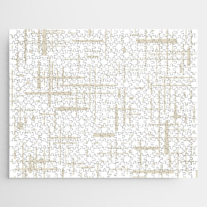 Mid-Century Modern Kinetikos Abstract Pattern in Mushroom Beige and White Jigsaw Puzzle Gallery Image 1