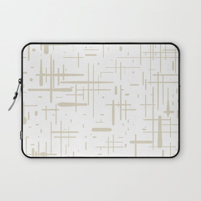 Mid-Century Modern Kinetikos Abstract Pattern in Mushroom Beige and White Laptop Sleeve Gallery Image 1