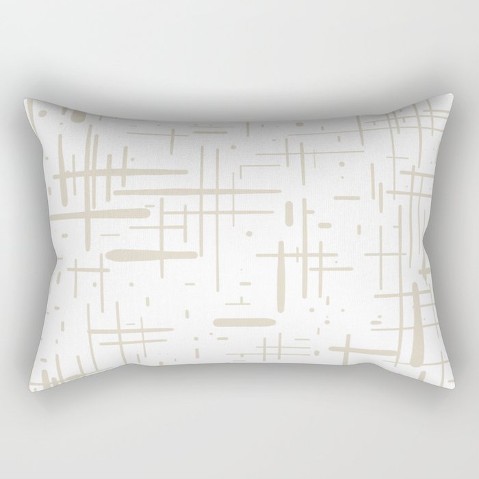 Mid-Century Modern Kinetikos Abstract Pattern in Mushroom Beige and White Rectangular Pillow Gallery Image 2