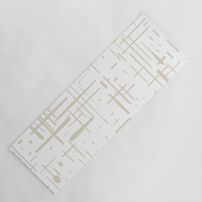 Mid-Century Modern Kinetikos Abstract Pattern in Mushroom Beige and White Yoga Mat