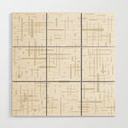 Mid-Century Modern Kinetikos Abstract Pattern in Mushroom Beige and White Wood Wall Art Gallery Image 1