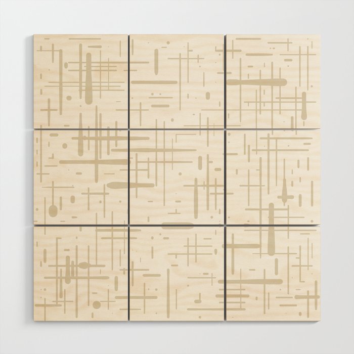 Mid-Century Modern Kinetikos Abstract Pattern in Mushroom Beige and White Wood Wall Art Gallery Image 1