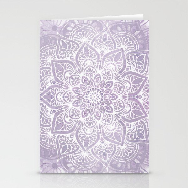 Boho, Mandala, Flower, Purple Stationery Card Gallery Image 2
