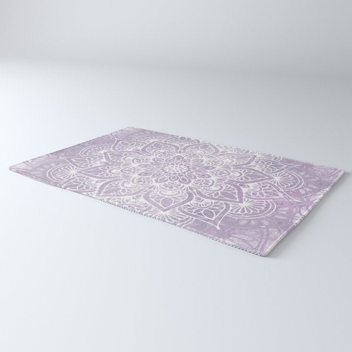 Boho, Mandala, Flower, Purple Rug Gallery Image 3