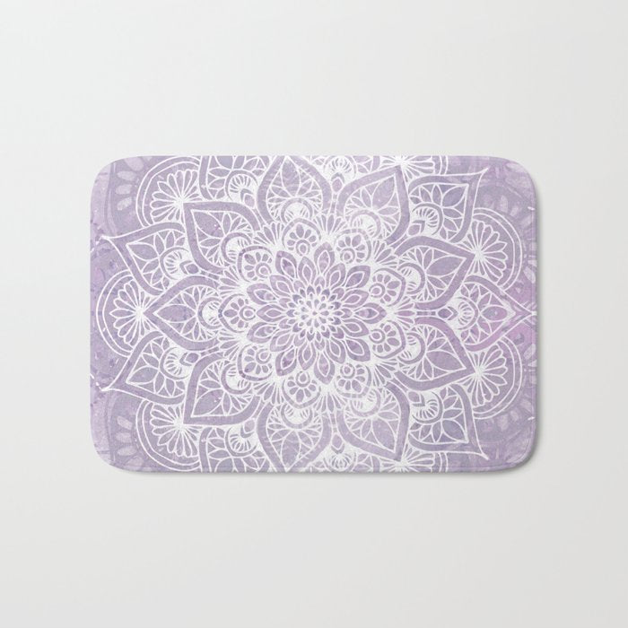 Boho, Mandala, Flower, Purple Bath Mat Gallery Image 1
