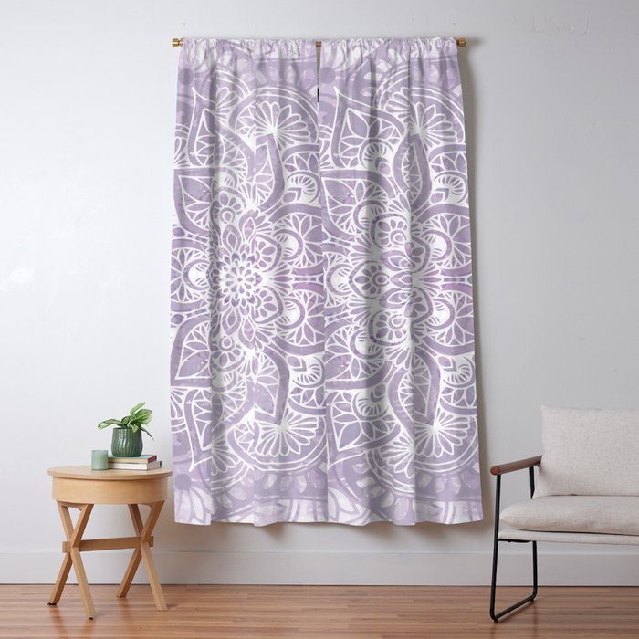 Boho, Mandala, Flower, Purple Window Curtain Gallery Image 1