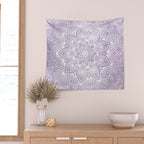 Boho, Mandala, Flower, Purple Wall Tapestry Gallery Image 2