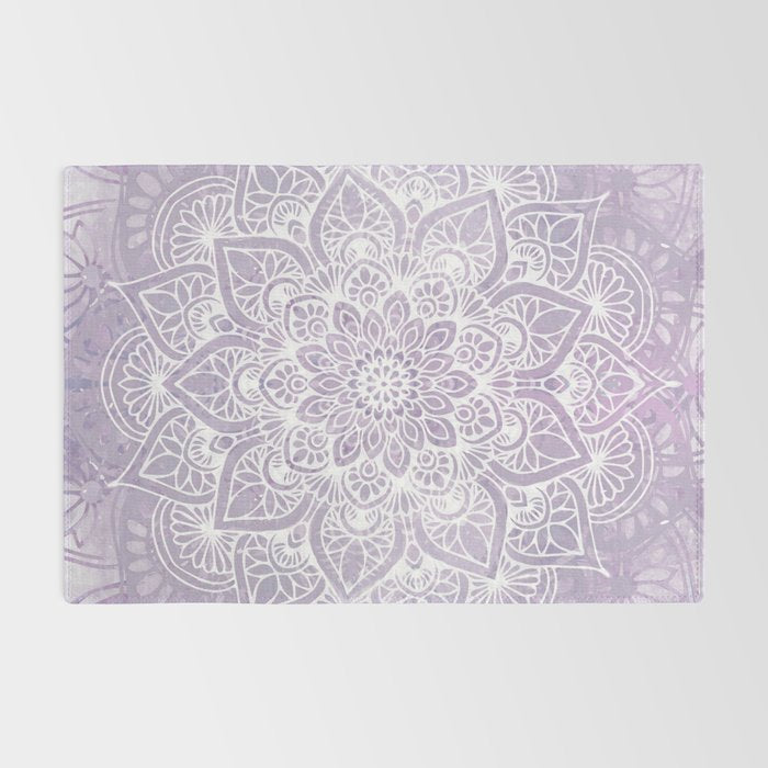 Boho, Mandala, Flower, Purple Rug Gallery Image 2