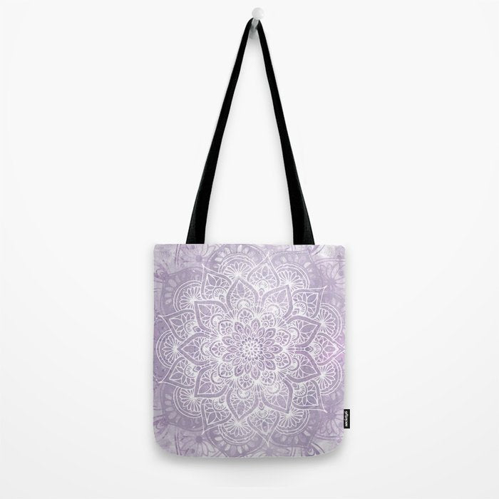 Boho, Mandala, Flower, Purple Tote Bag Gallery Image 2