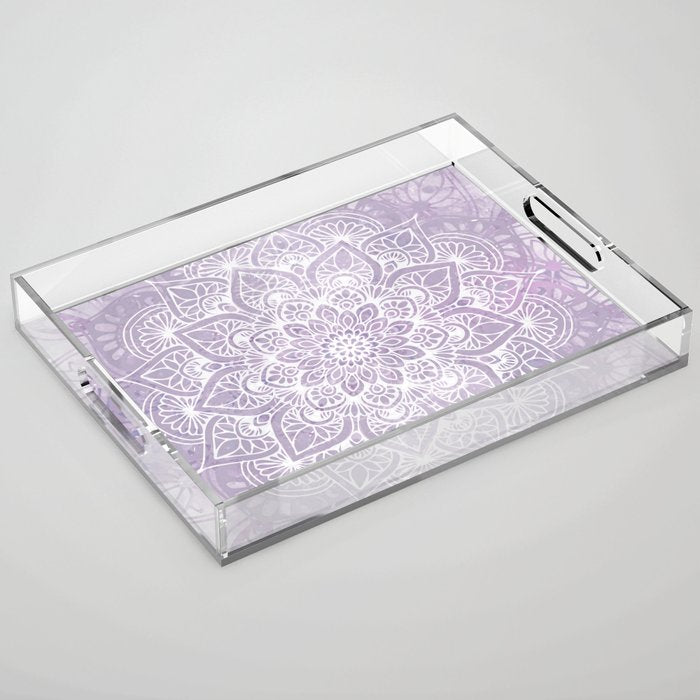 Boho, Mandala, Flower, Purple Acrylic Tray Gallery Image 1