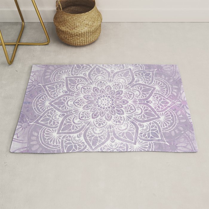 Boho, Mandala, Flower, Purple Rug Gallery Image 1