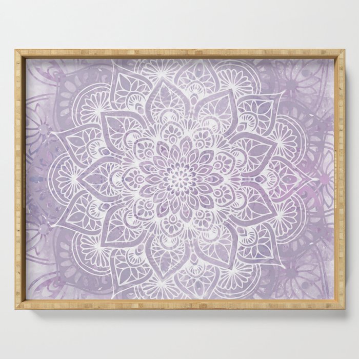 Boho, Mandala, Flower, Purple Serving Tray Gallery Image 1