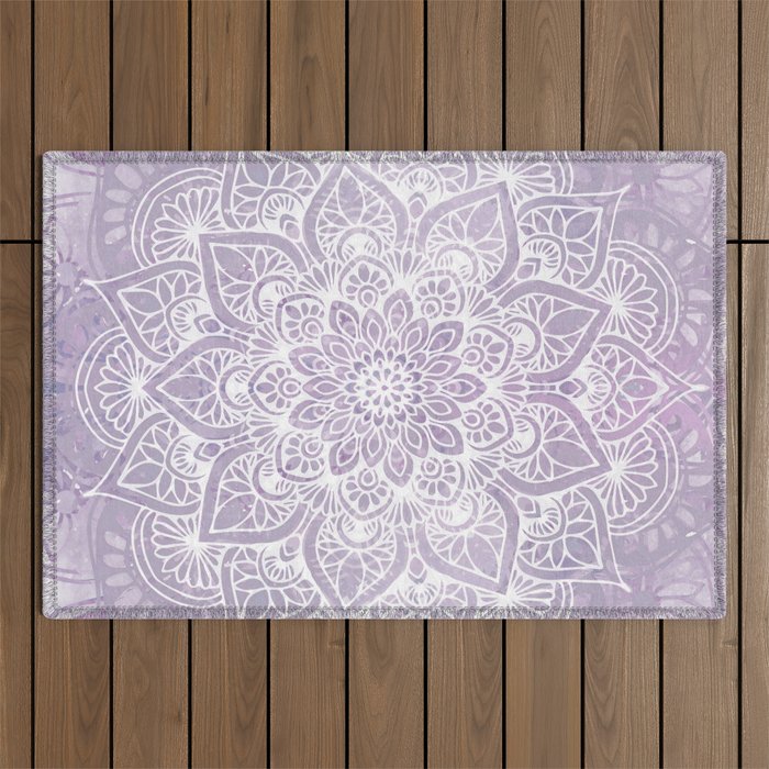 Boho, Mandala, Flower, Purple Outdoor Rug Gallery Image 1