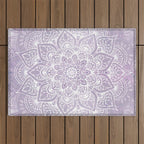 Boho, Mandala, Flower, Purple Outdoor Rug Gallery Image 1