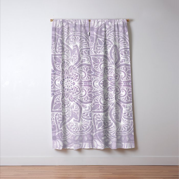 Boho, Mandala, Flower, Purple Window Curtain Gallery Image 3