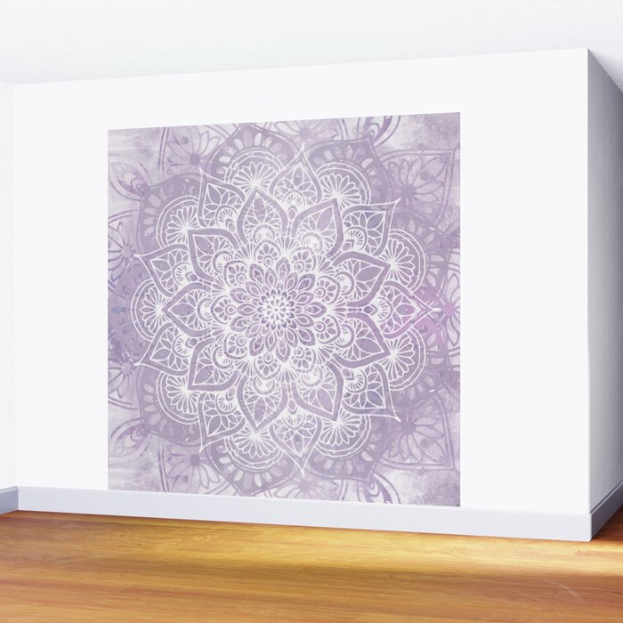 Boho, Mandala, Flower, Purple Wall Mural Gallery Image 2