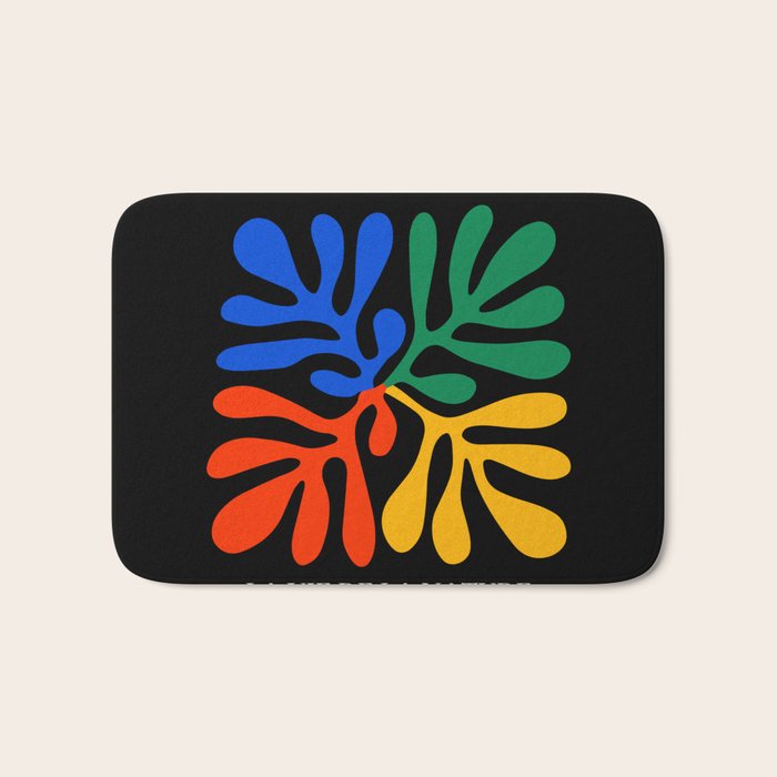 Nature Leaf Cutouts II: Night Edition | Mid-Century Henri Matisse Series Bath Mat Gallery Image 1