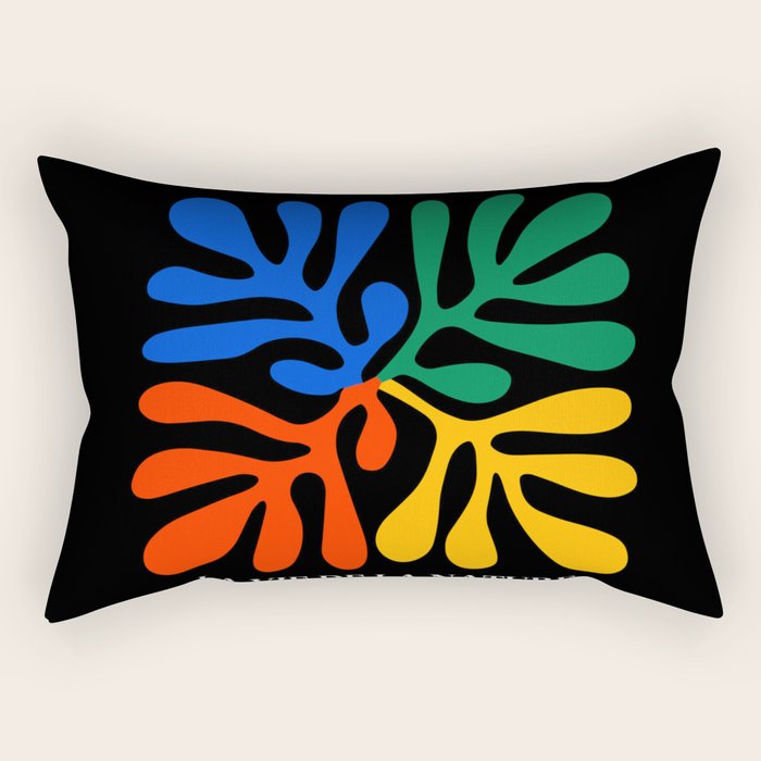 Nature Leaf Cutouts II: Night Edition | Mid-Century Henri Matisse Series Rectangular Pillow Gallery Image 1