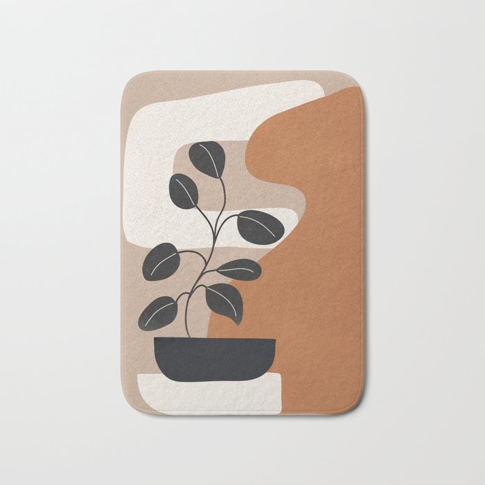 Modern Abstract Minimal Shapes Branches Art 7 Bath Mat Gallery Image 1