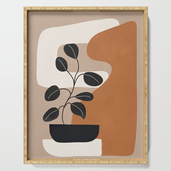Modern Abstract Minimal Shapes Branches Art 7 Serving Tray Gallery Image 1