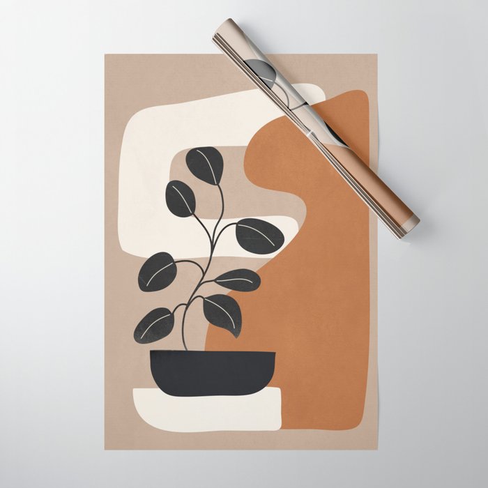 Modern Abstract Minimal Shapes Branches Art 7 Wrapping Paper Gallery Image 1