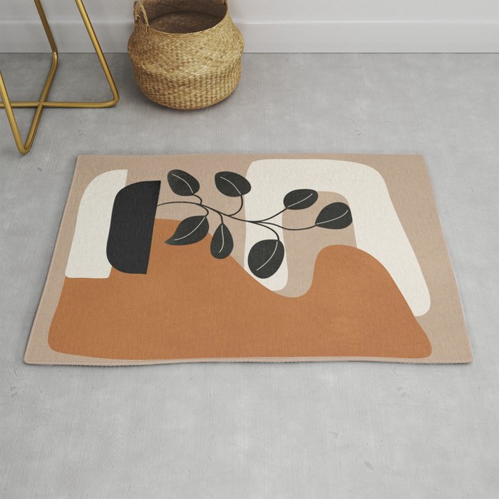Modern Abstract Minimal Shapes Branches Art 7 Rug Gallery Image 1