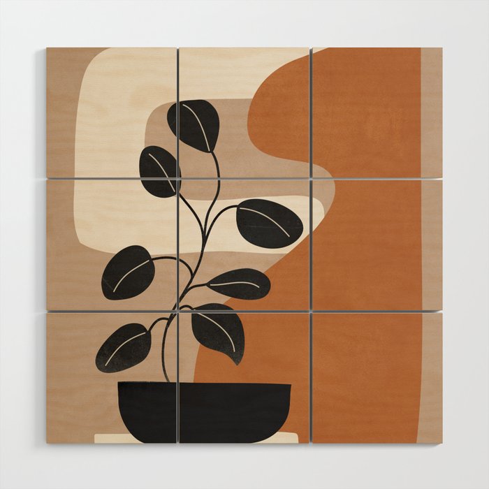 Modern Abstract Minimal Shapes Branches Art 7 Wood Wall Art Gallery Image 1