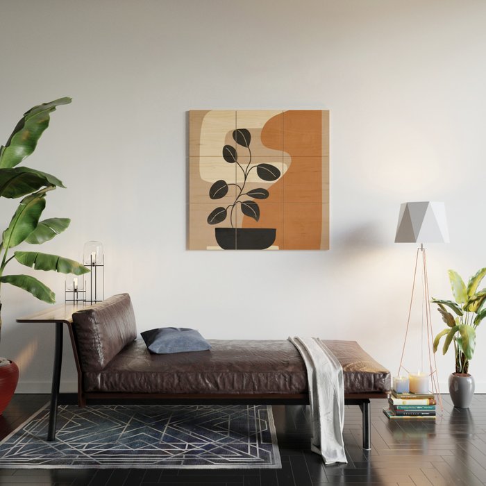 Modern Abstract Minimal Shapes Branches Art 7 Wood Wall Art Gallery Image 2