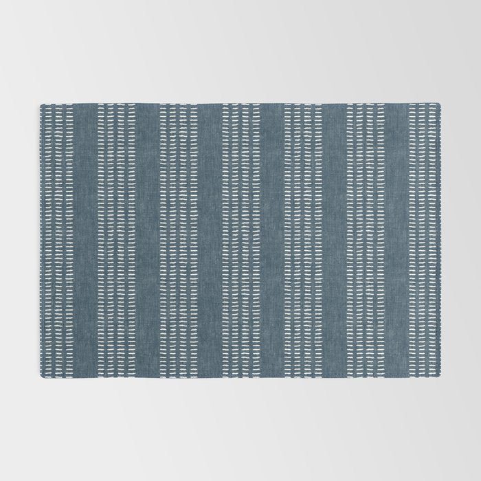 farmhouse stitch - navy blue Rug Gallery Image 2