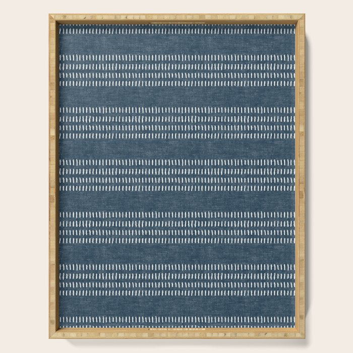 farmhouse stitch - navy blue Serving Tray Gallery Image 1