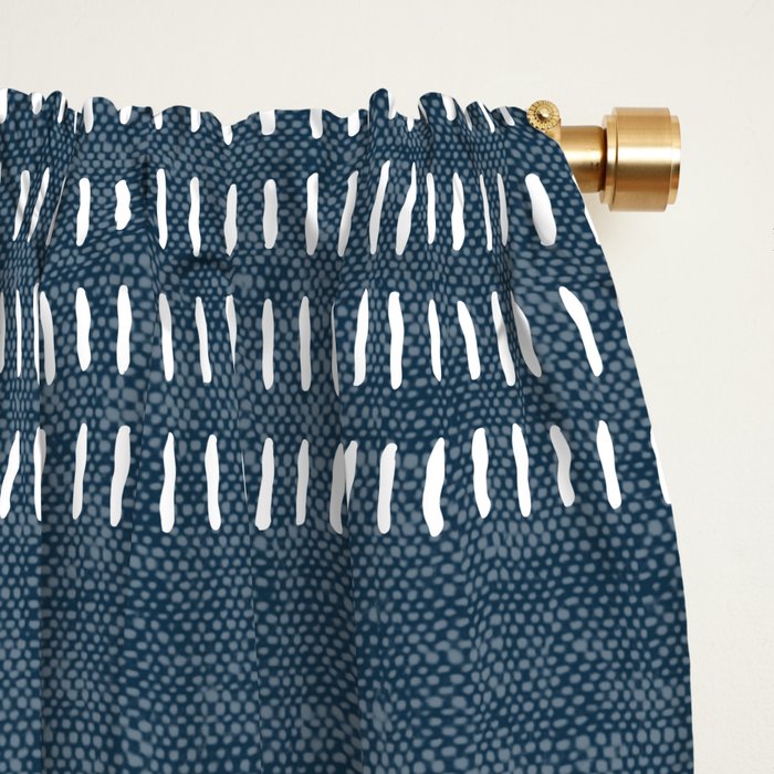 farmhouse stitch - navy blue Window Curtain Gallery Image 2