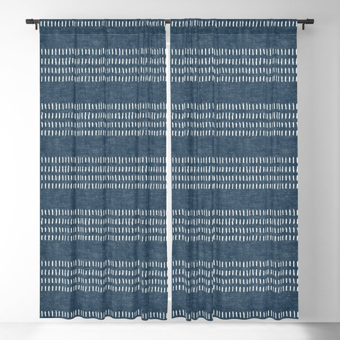 farmhouse stitch - navy blue Window Curtain Gallery Image 5