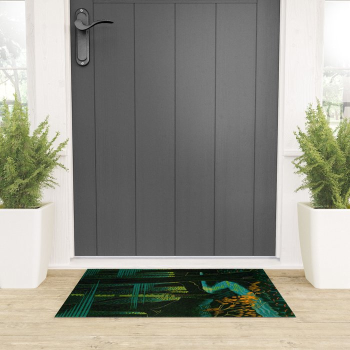 Magical Dark Fantasy Forest Woodblock Welcome Mat Gallery Image 3