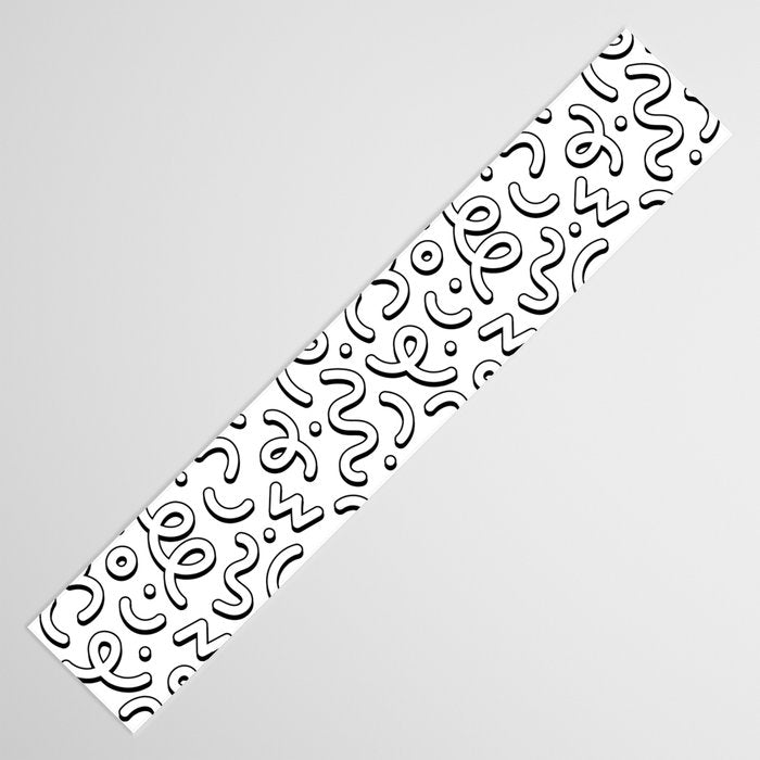 Fun black and white cartoon doodle pattern Table Runner Gallery Image 3