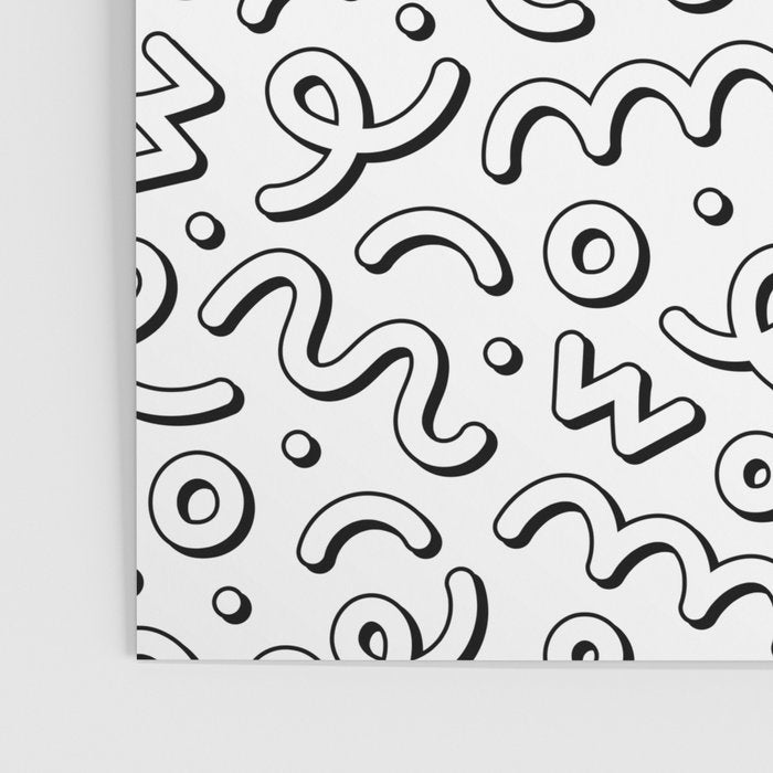 Fun black and white cartoon doodle pattern Poster Gallery Image 3