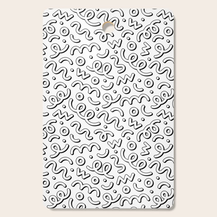 Fun black and white cartoon doodle pattern Cutting Board Gallery Image 1
