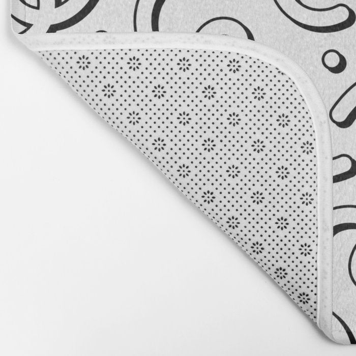 Fun black and white cartoon doodle pattern Bath Mat Gallery Image 2