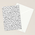 Fun black and white cartoon doodle pattern Stationery Card Gallery Image 2