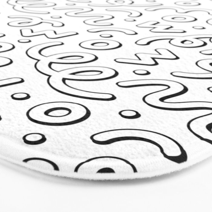 Fun black and white cartoon doodle pattern Bath Mat Gallery Image 3