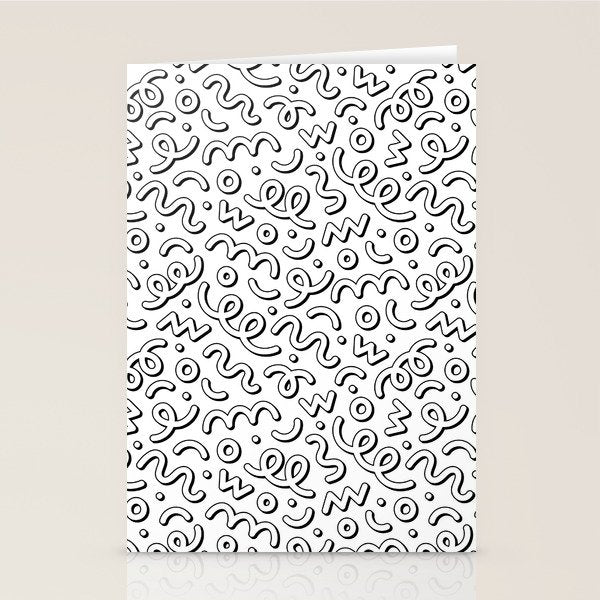Fun black and white cartoon doodle pattern Stationery Card Gallery Image 2