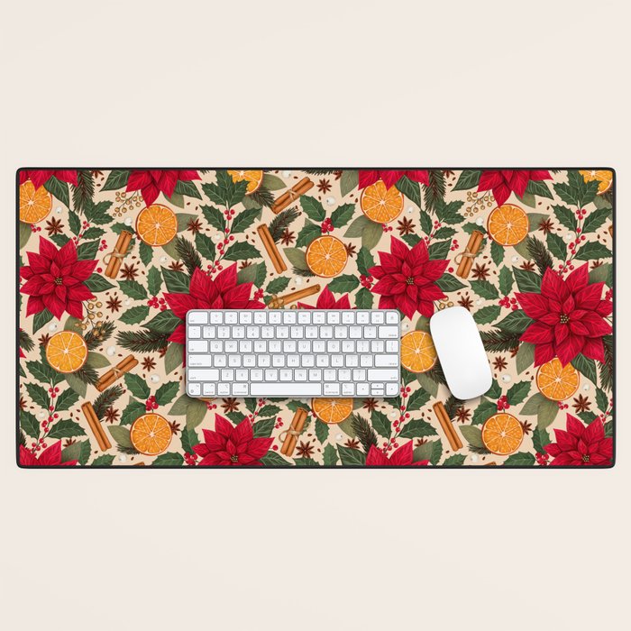 Poinsettia Flowers and Spices Desk Mat Gallery Image 1