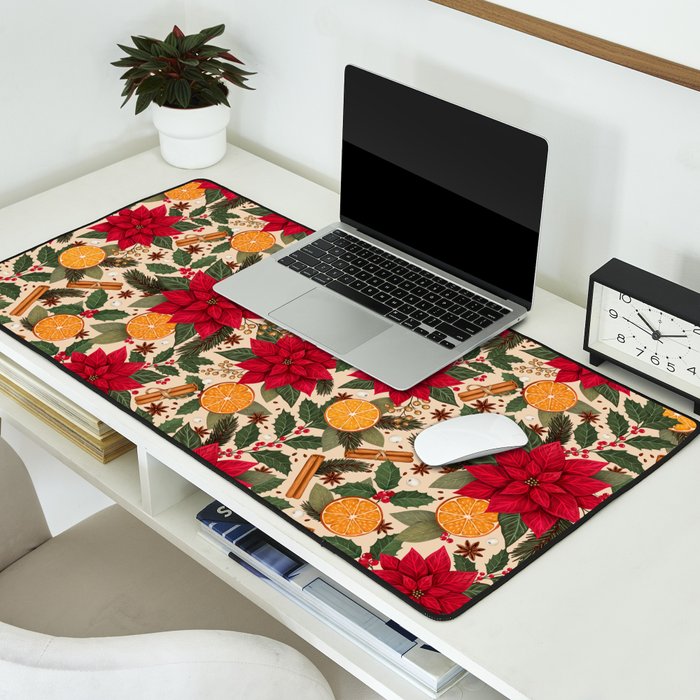 Poinsettia Flowers and Spices Desk Mat Gallery Image 2