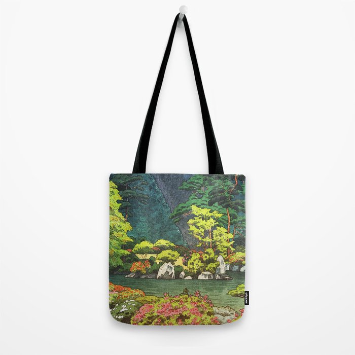 Resting at Dogo - Nature Ukiyo Landscape in Green, Orange, Red & Blue Tote Bag Gallery Image 2